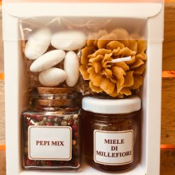 Bomboniera Box miele pepi candela peonia